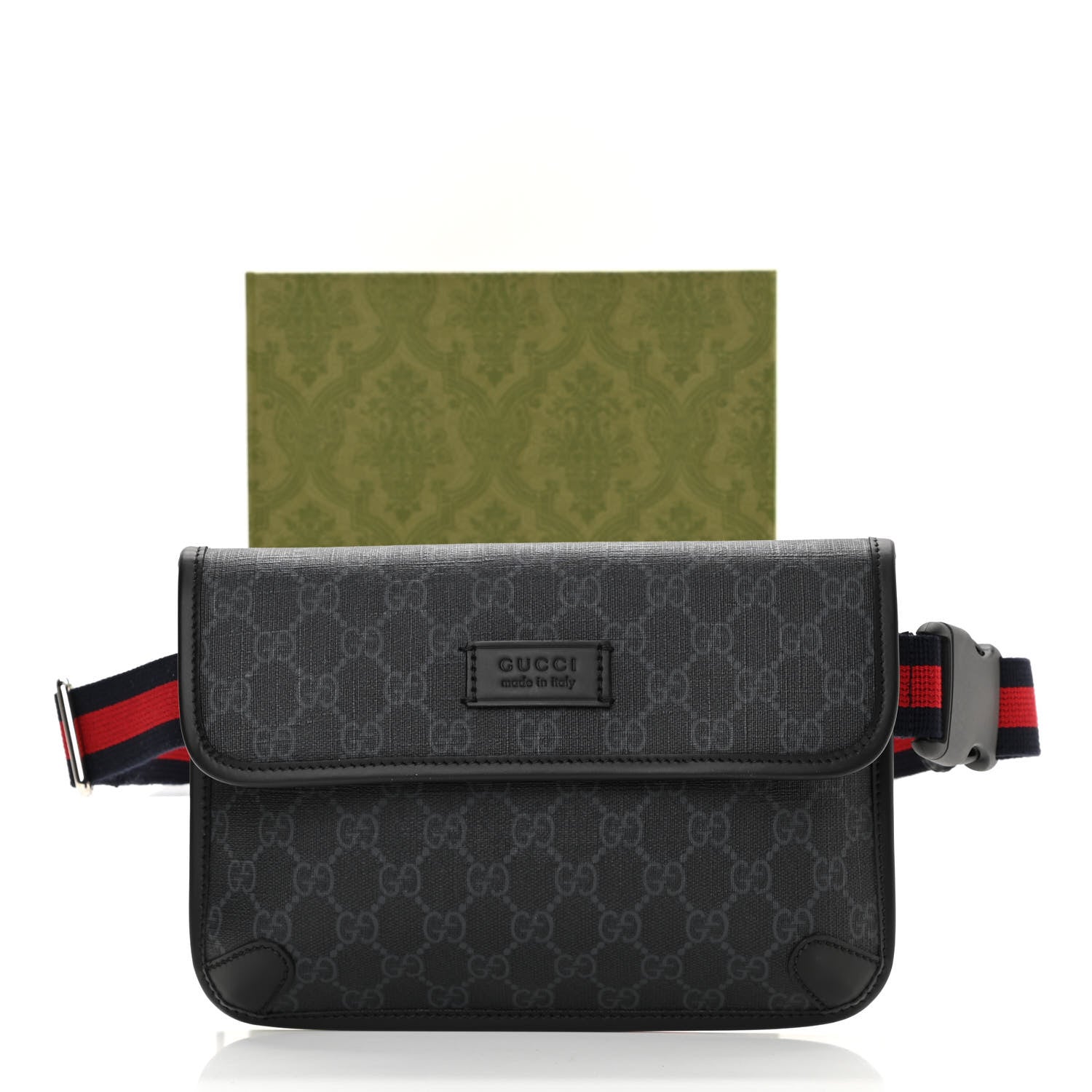 Gucci GG Supreme Monogram Web Slim Belt Bag Black Grey 15 of 15