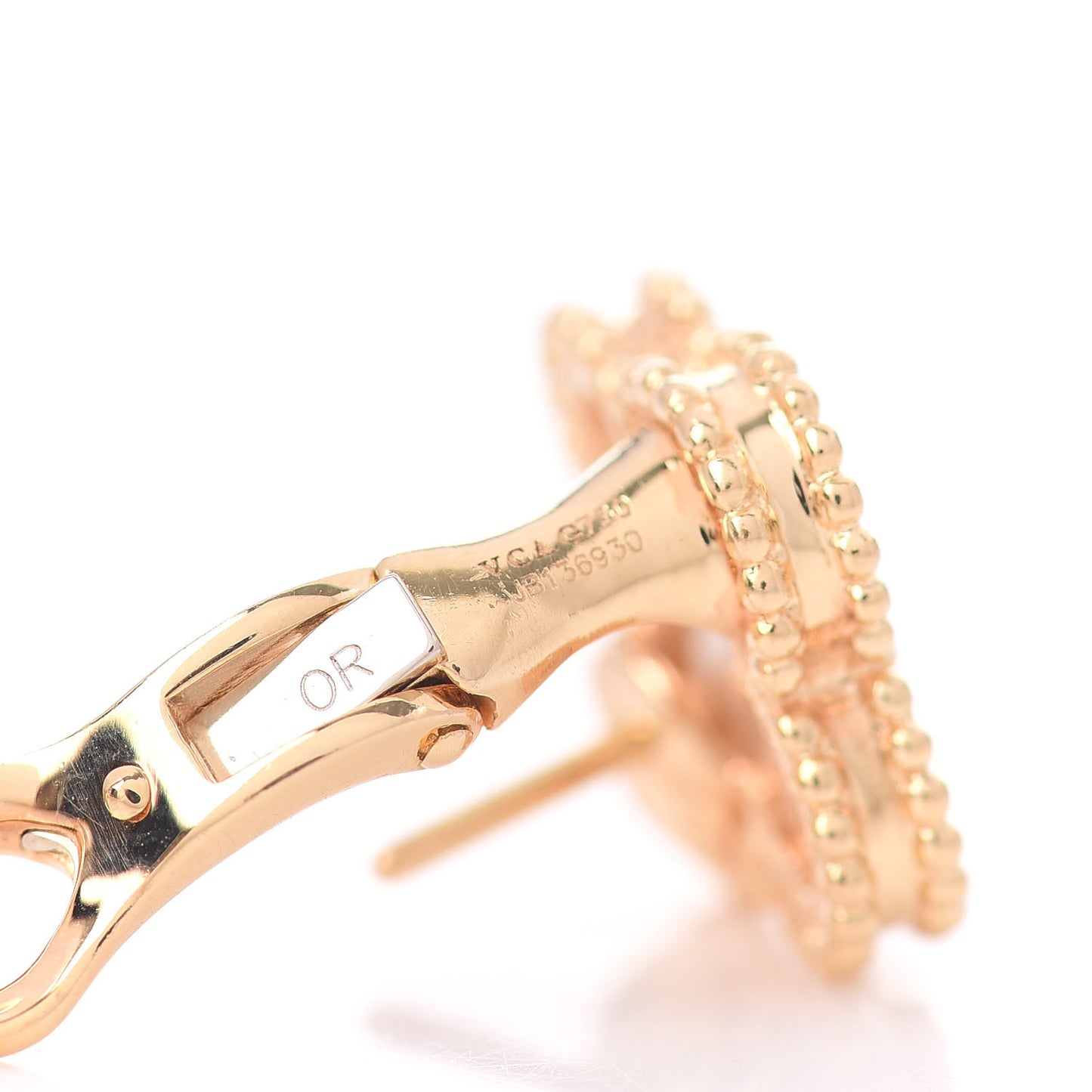 18K Yellow Gold Mother of Pearl Vintage Alhambra Earrings