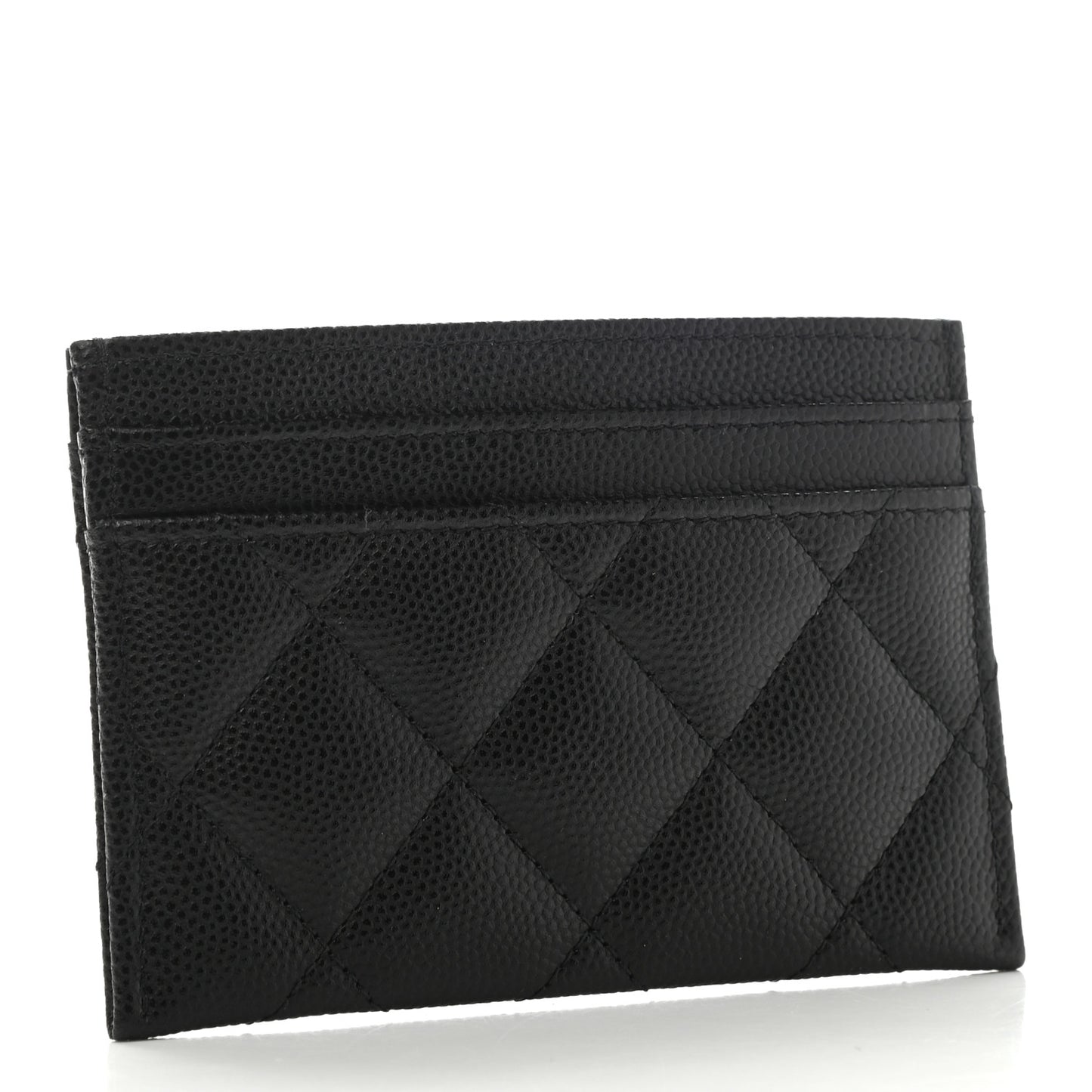 Caviar Quilted Crystal Card Holder Black