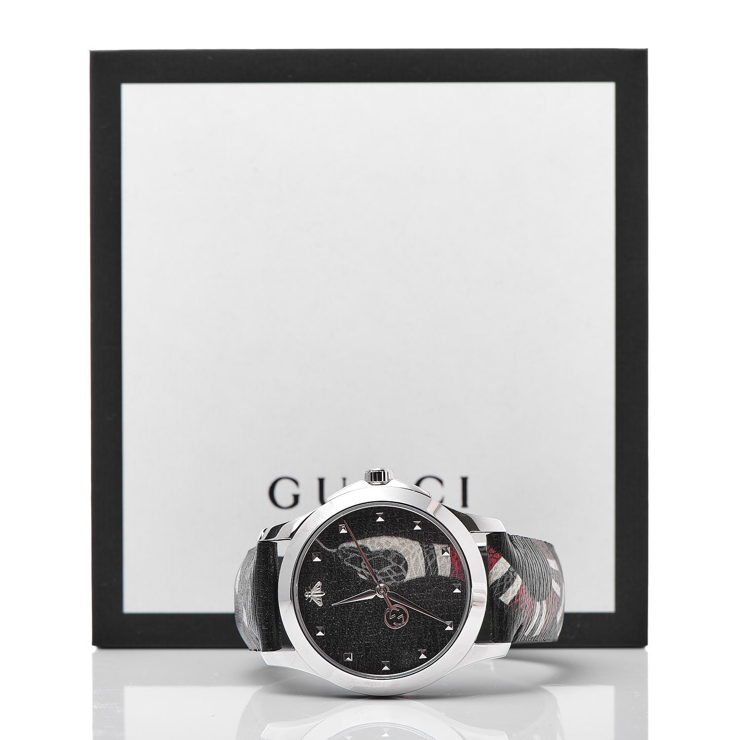 Gucci Stainless Steel Calfskin 38mm Le Marche Des Merveilles Snake Quartz Watch Black 8 of 8