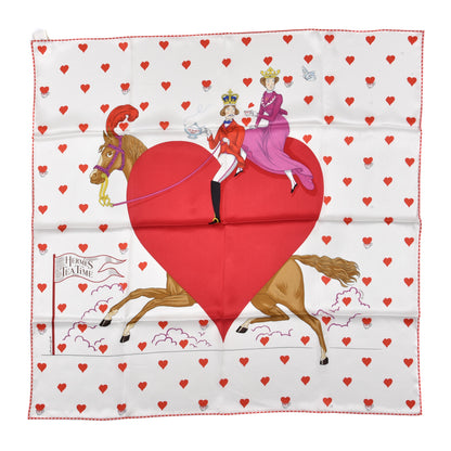 Hermes Silk Tea Time Scarf 70 White Framboise Rouge 1 of 5