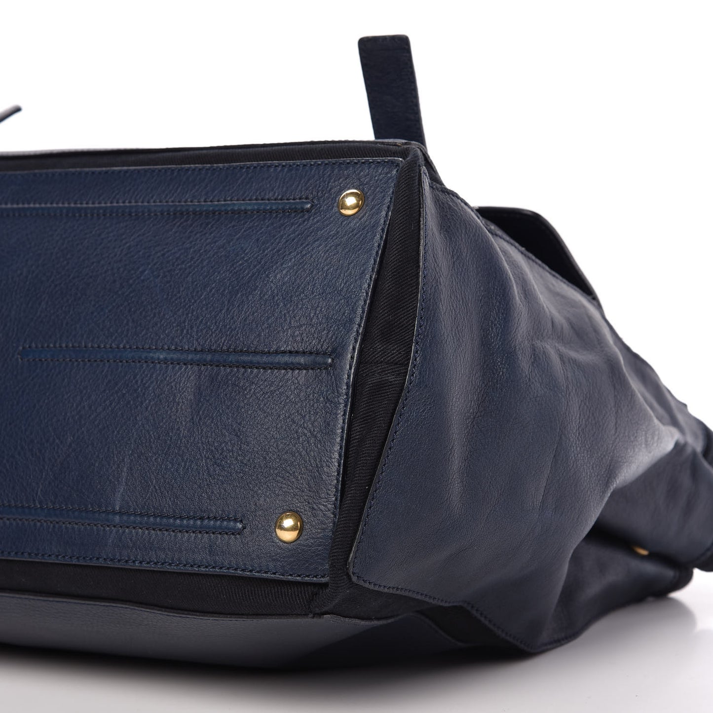 Calfskin Canvas Large Muse Two Navy