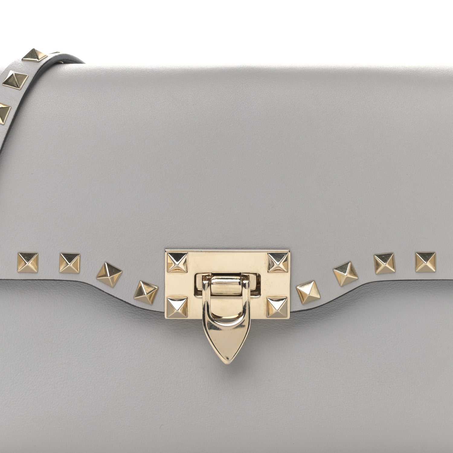 Valentino Garavani Vitello Medium Rockstud Flip Lock Crossbody Bag Grey 7 of 13