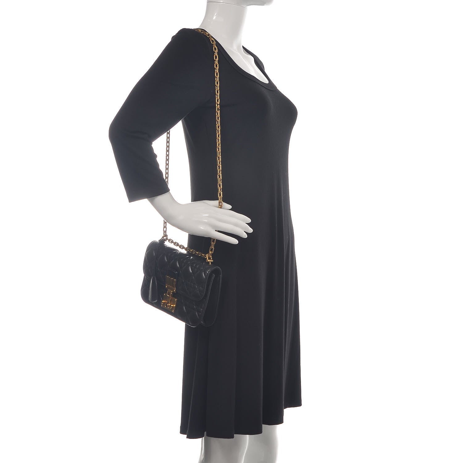 Christian Dior Lambskin Cannage Small Dioraddict Flap Bag Black 2 of 12