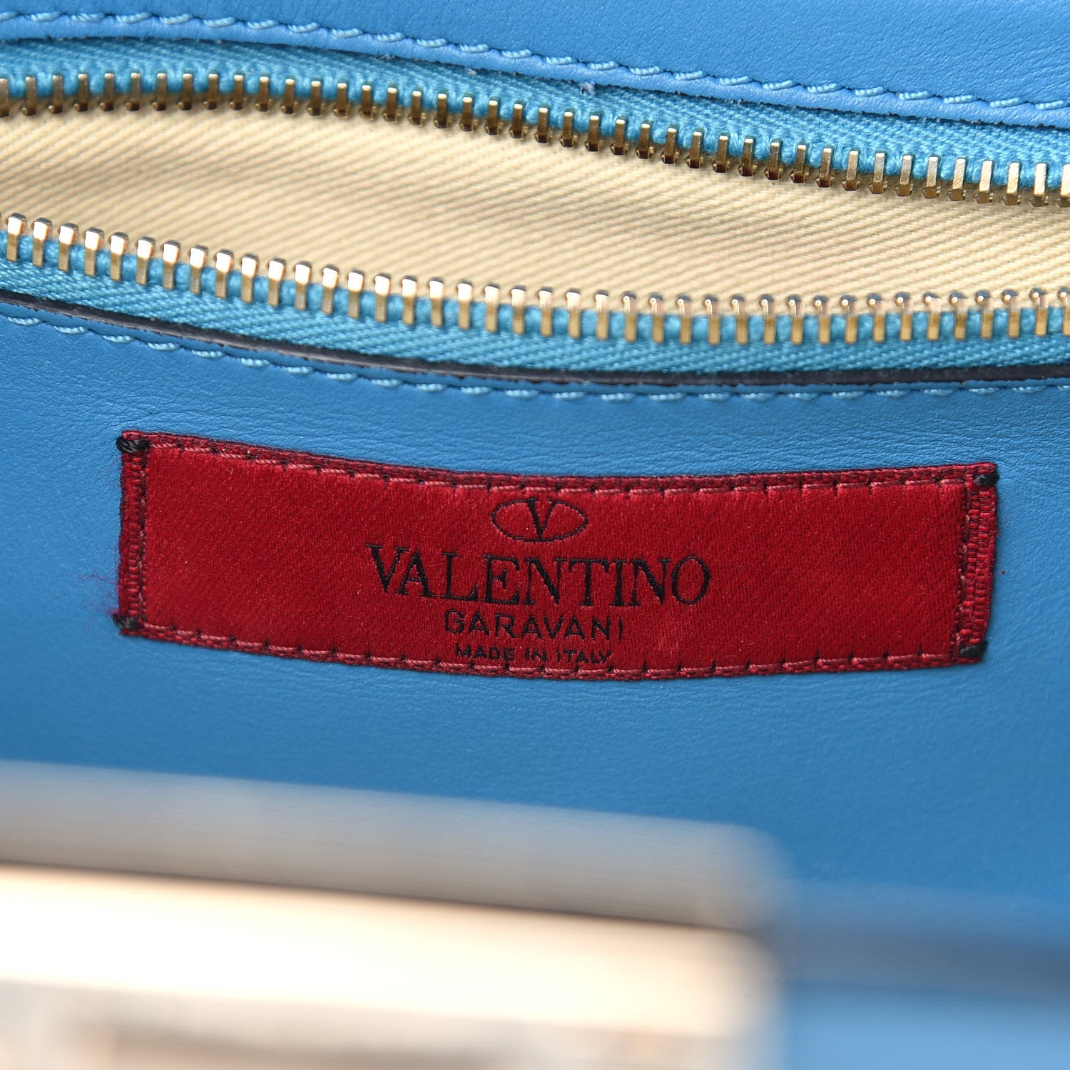 Valentino Garavani Vitello Small Rockstud Tote Light Blue 5 of 7