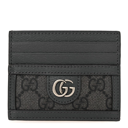 Gucci GG Supreme Monogram Textured Dollar Calfskin Ophidia Card Holder Grey Black Graphite Grey 1 of 6