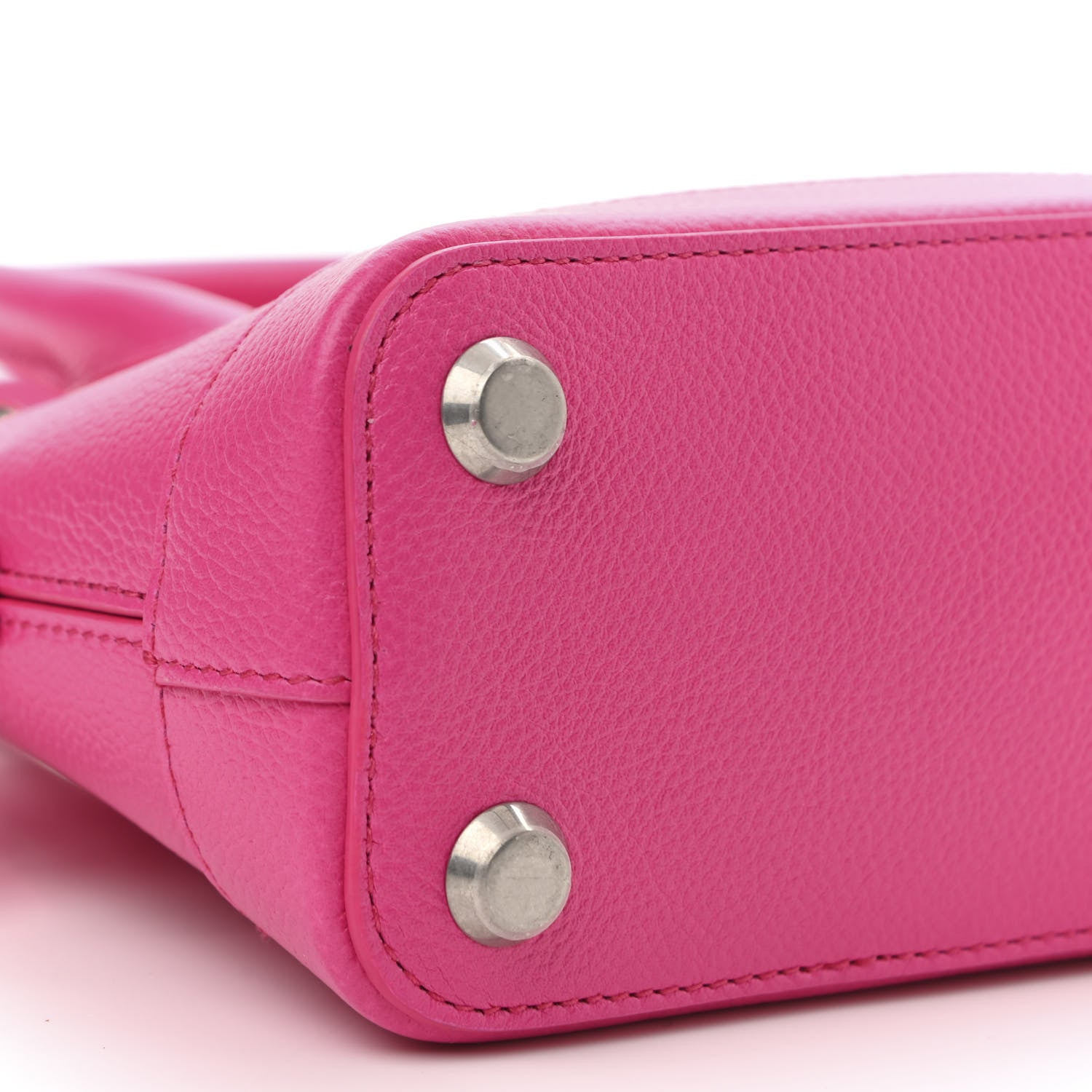 Balenciaga Grained Calfskin Logo XXS Ville Top Handle Bag Acid Fuchsia Black 9 of 10