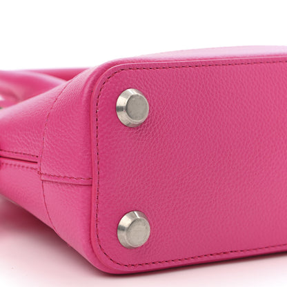 Balenciaga Grained Calfskin Logo XXS Ville Top Handle Bag Acid Fuchsia Black 9 of 10