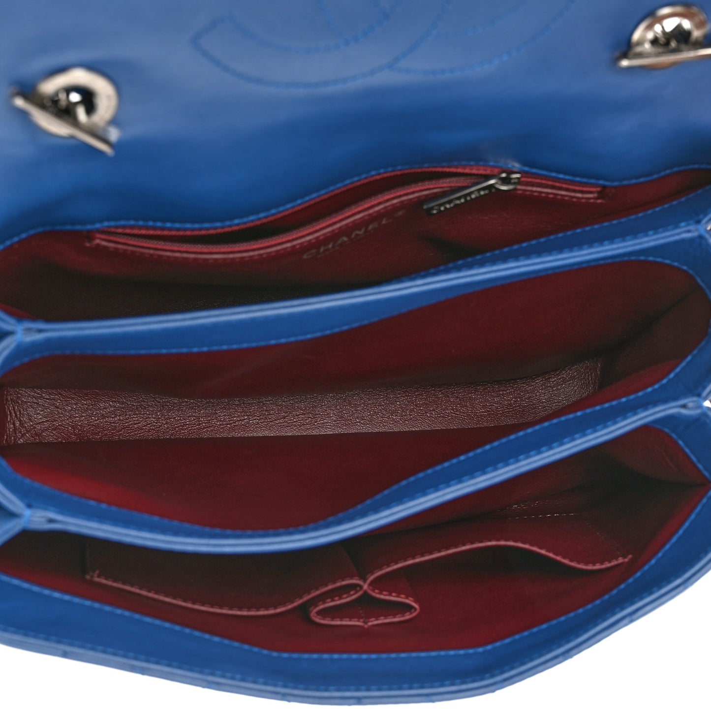 Lambskin Quilted Medium Trendy CC Flap Dual Handle Bag Blue