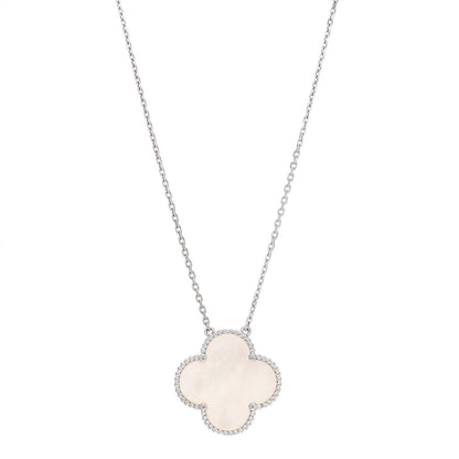 Van Cleef & Arpels 18K White Gold Mother of Pearl Magic Alhambra Pendant Necklace 1 of 5