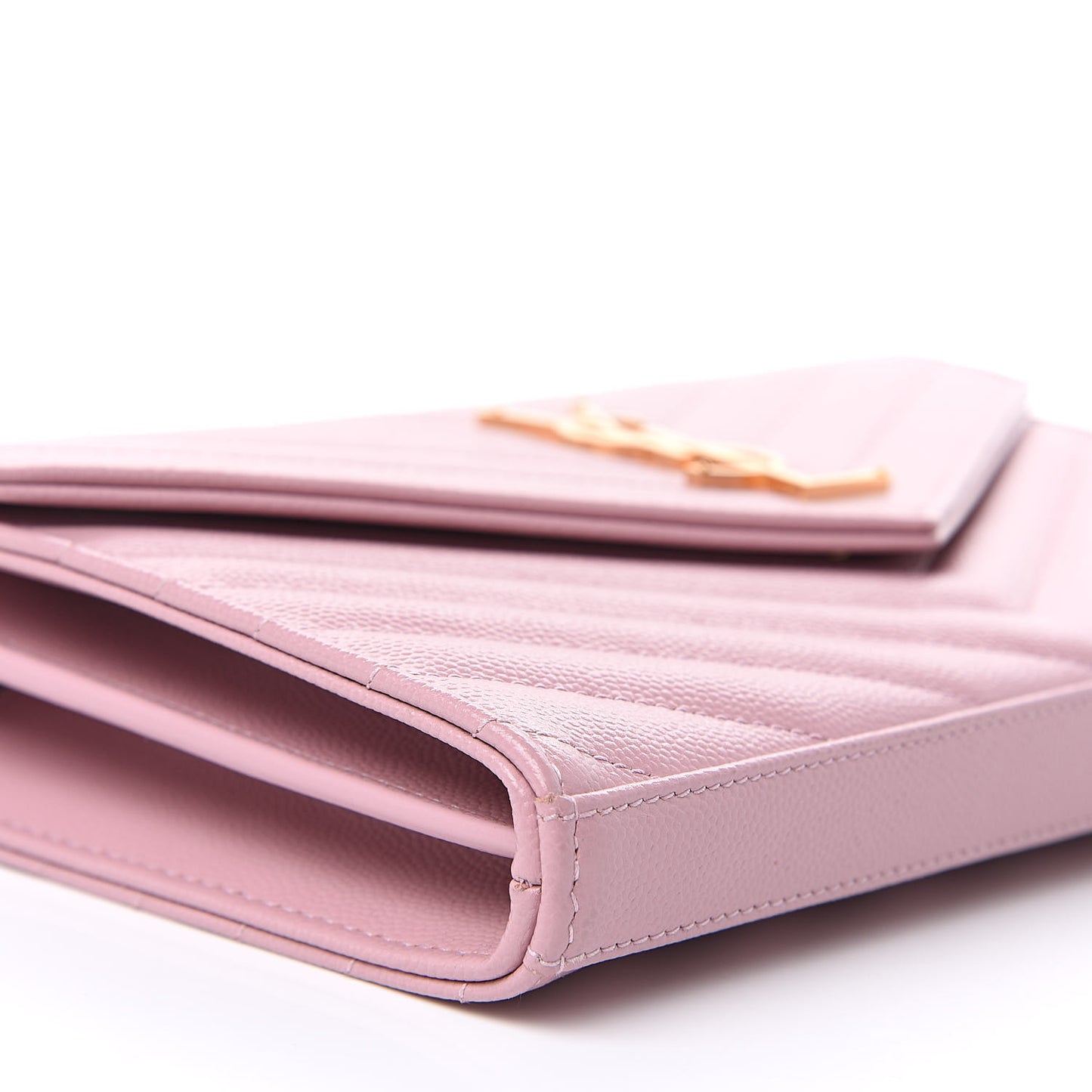 Grain De Poudre Matelasse Chevron Monogram Chain Wallet Pale Pink