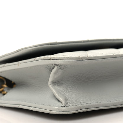 Chanel Lambskin Pearl Crush Quilted Flap Phone Holder With Chain Light Grey 10 of 11