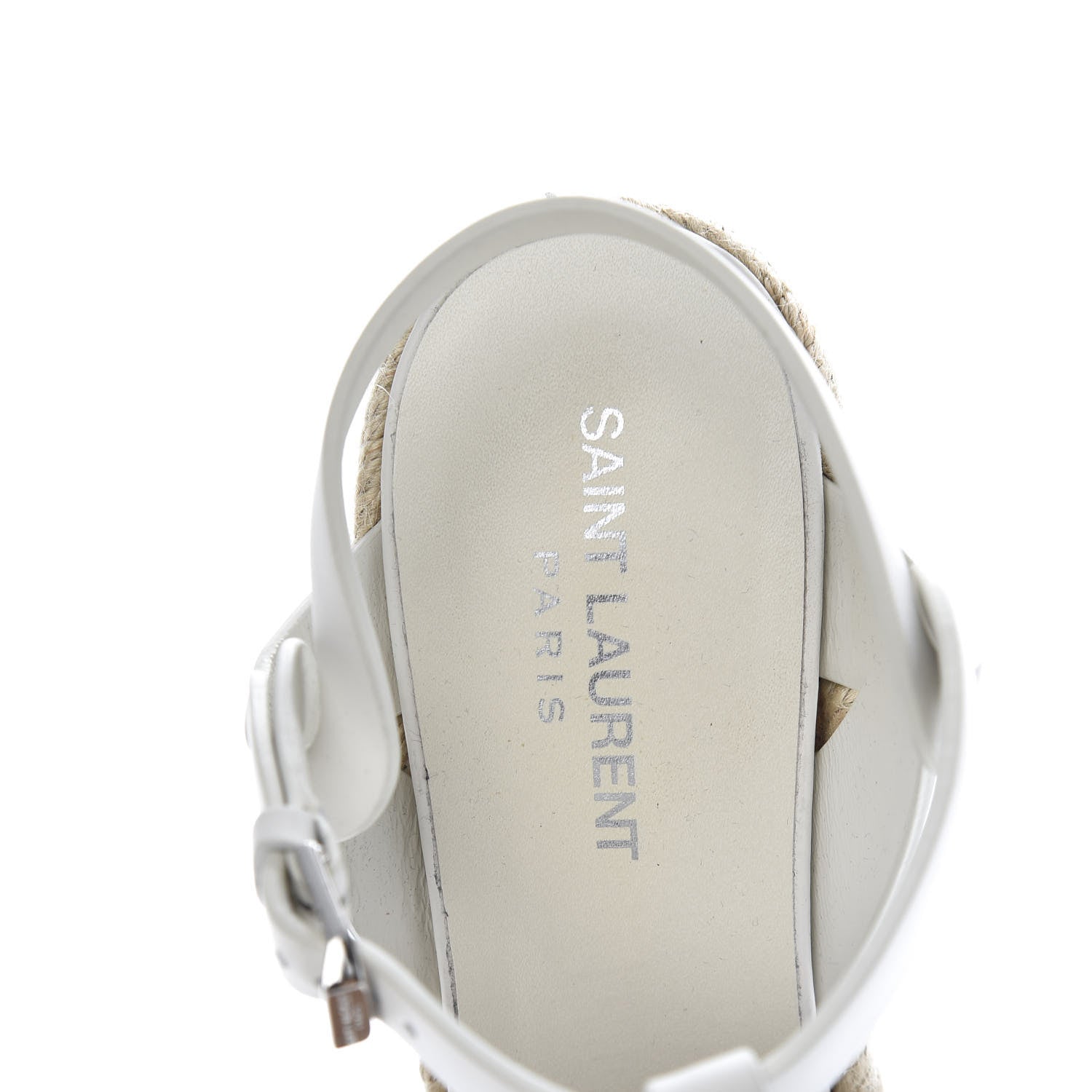 Saint Laurent Calfskin Tribute 95 Platform Espadrille Wedge Sandals 37 Porcellana 6 of 7