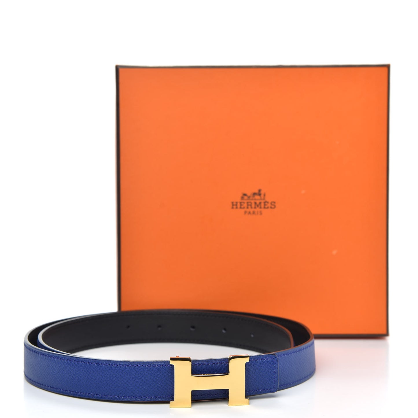 Swift Epsom 32mm Constance H Belt 90 Black Bleu Saphir