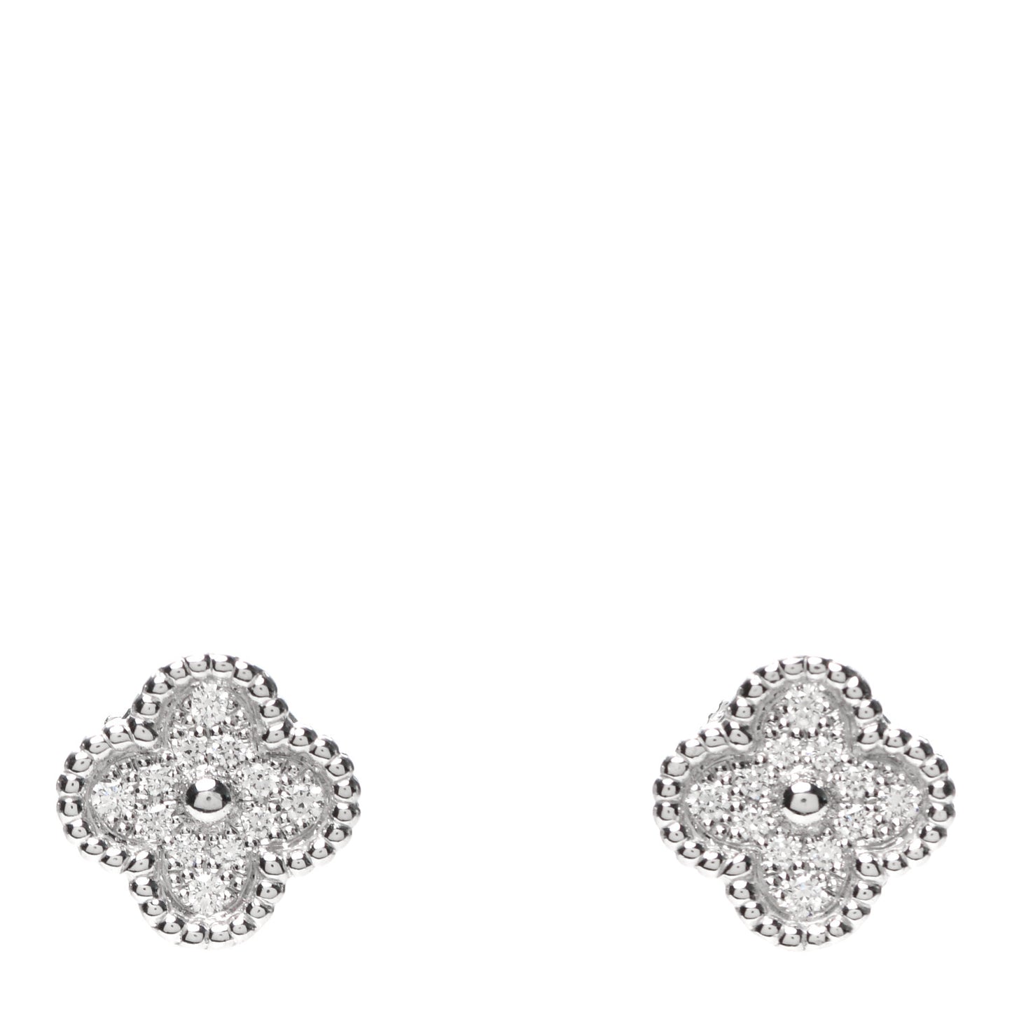 18K White Gold Diamond Sweet Alhambra Earrings
