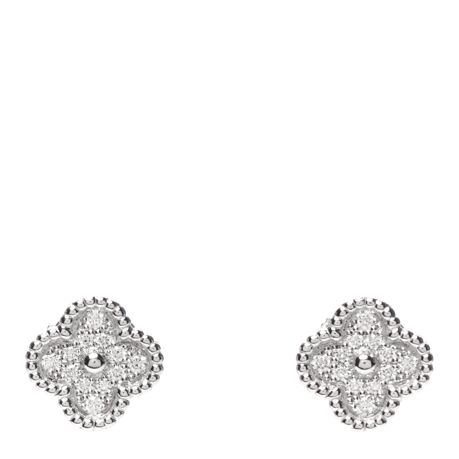 Van Cleef & Arpels 18K White Gold Diamond Sweet Alhambra Earrings 1 of 4