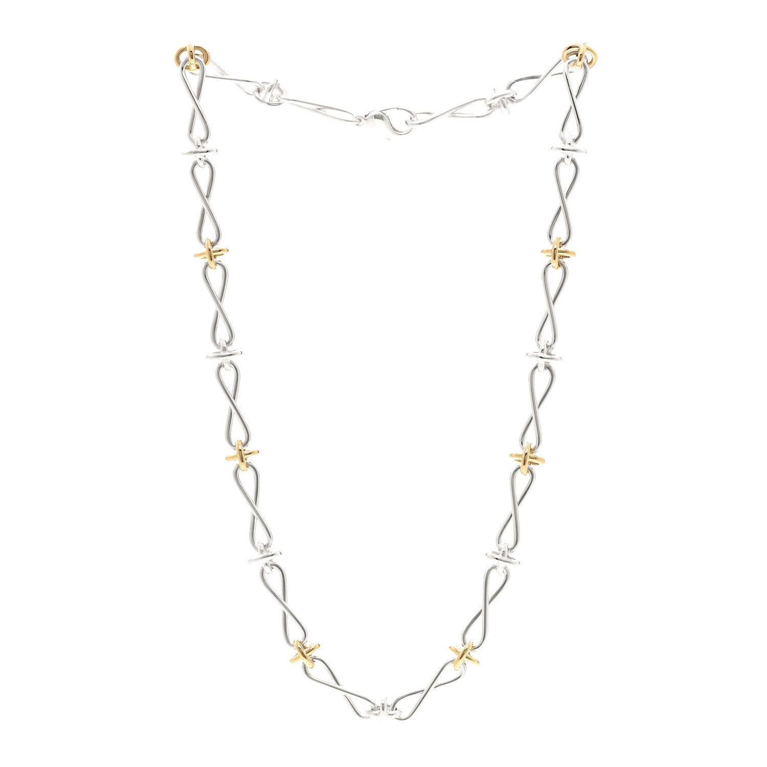 Tiffany Sterling Silver 18K Yellow Gold Paloma Picasso Twist Chain Necklace 3 of 6