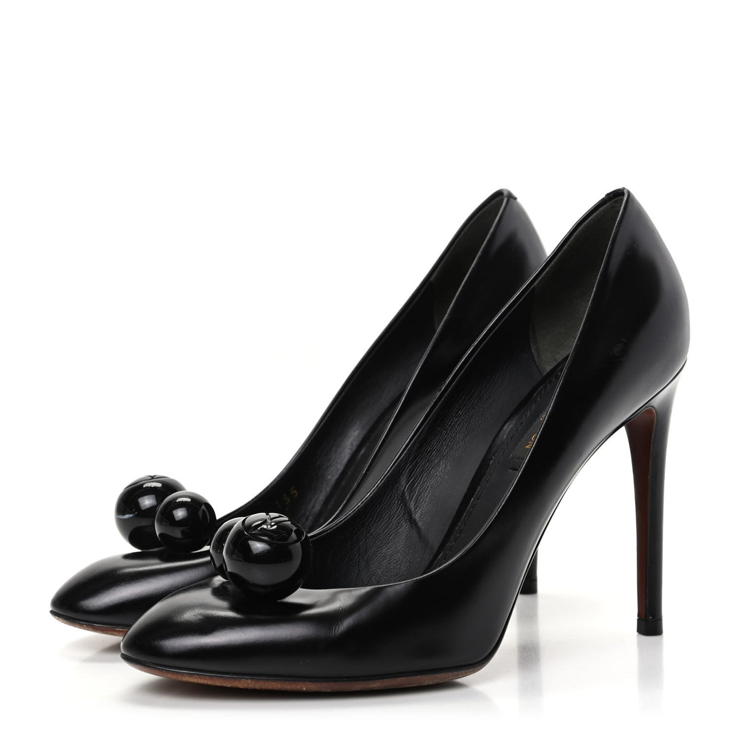 Glazed Calfskin Betty Pumps 37.5 Black