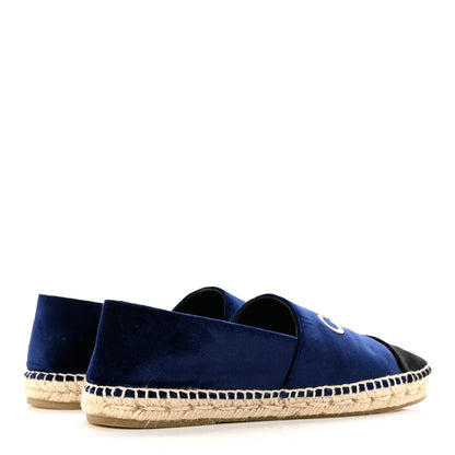 Chanel Velvet Logo Espadrilles 39 Navy Black 4 of 8
