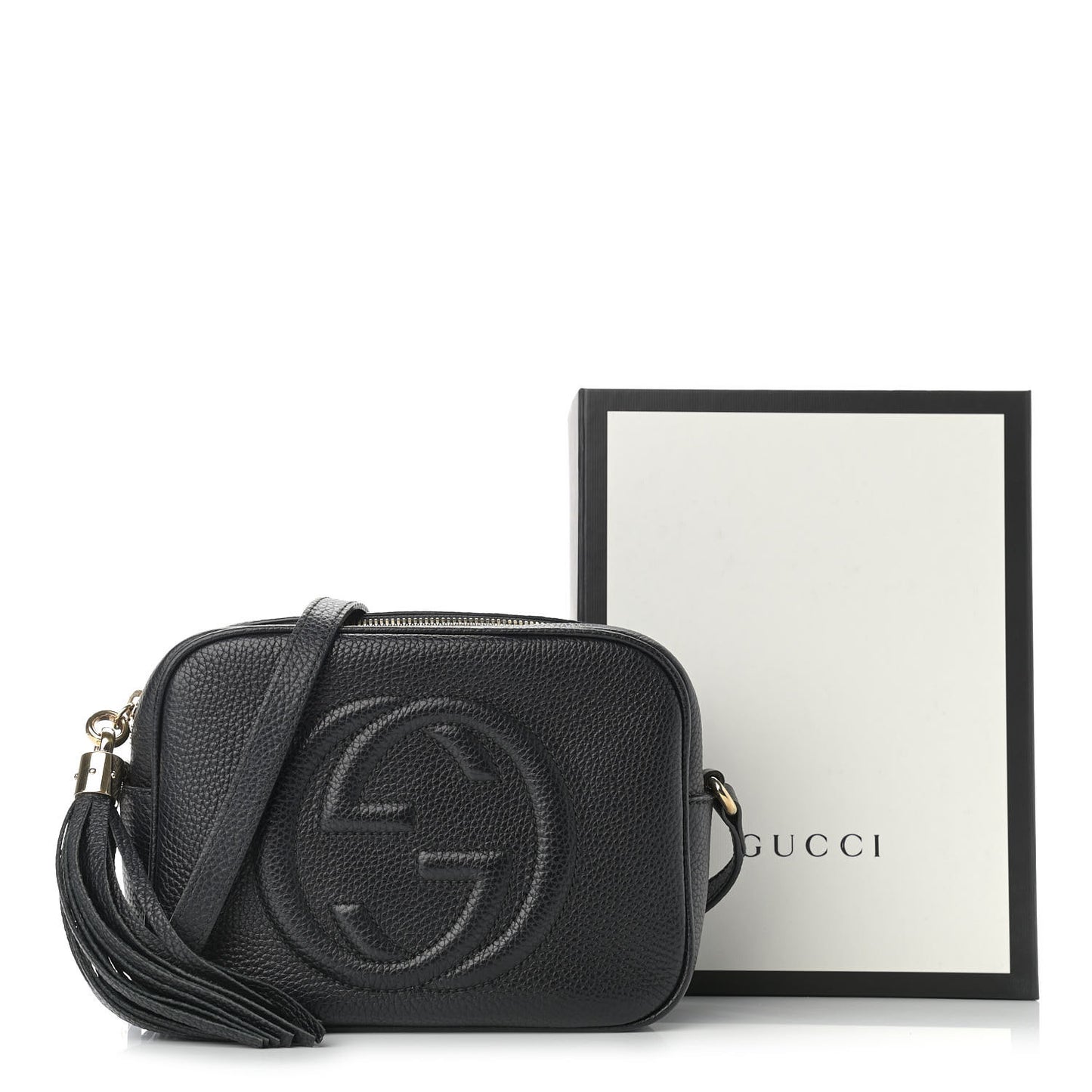 Pebbled Calfskin Small Soho Disco Bag Black