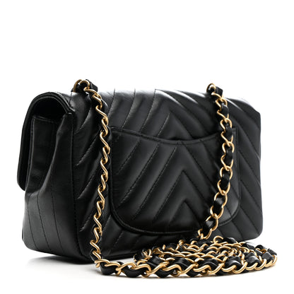 Chanel Lambskin Chevron Quilted Mini Rectangular Flap Black 3 of 12