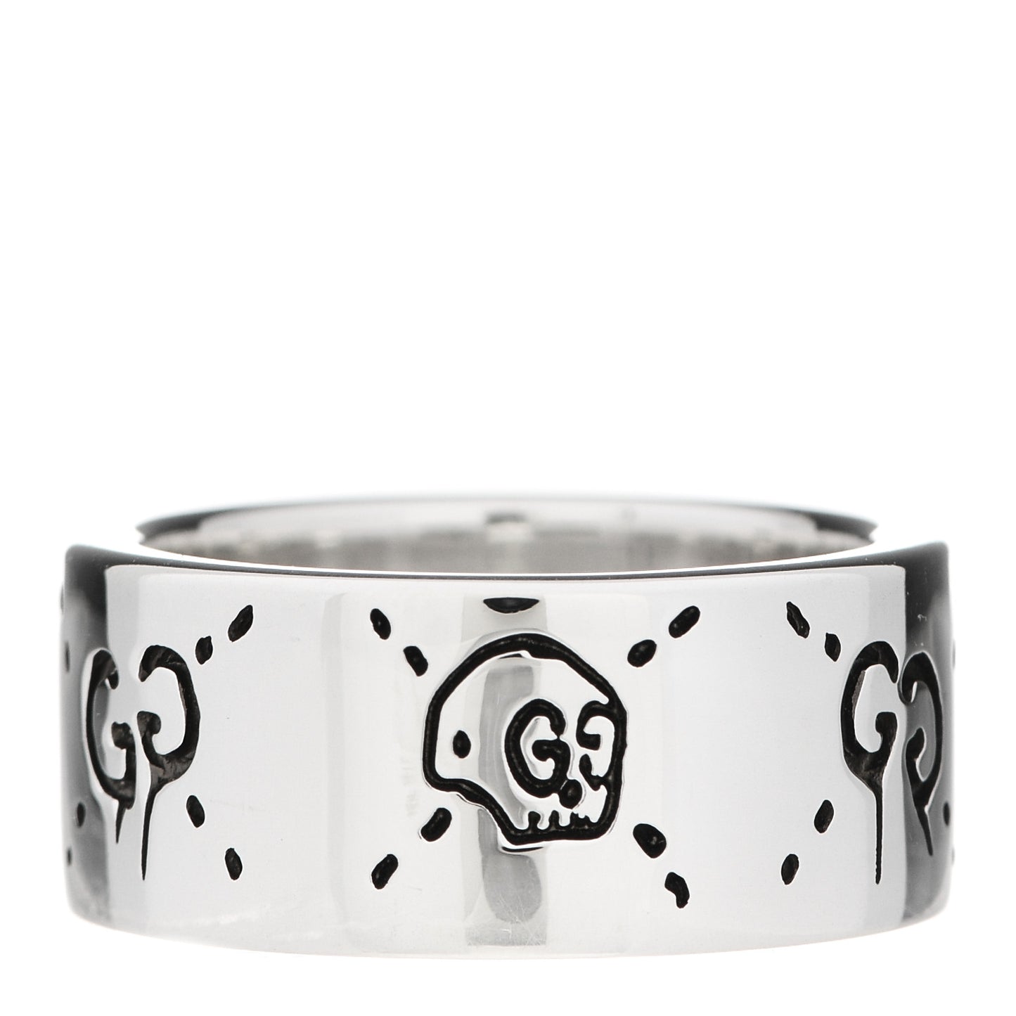 Sterling Silver GucciGhost Hamlet Skull Band Ring 53 6.25