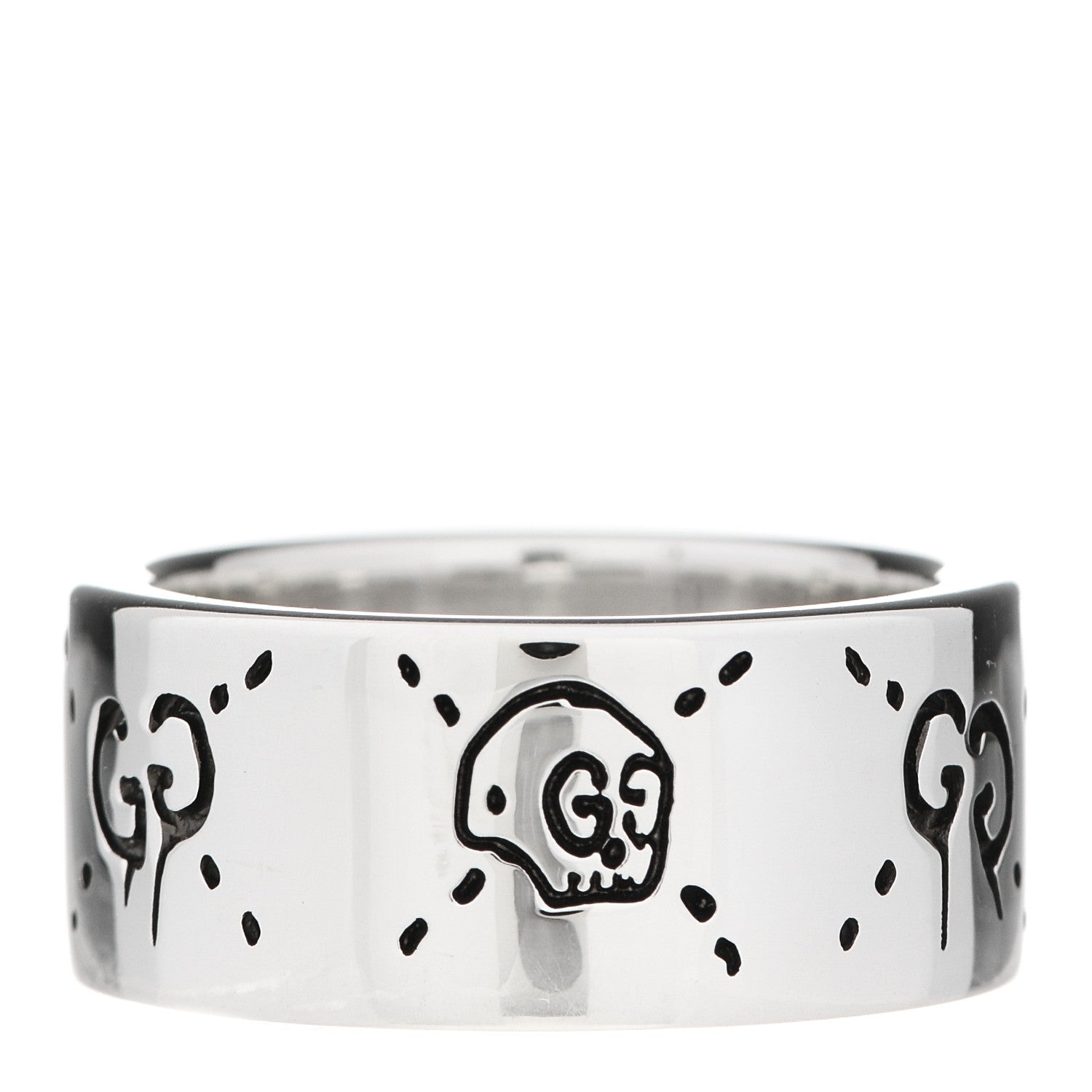 Gucci Sterling Silver GucciGhost Hamlet Skull Band Ring 53 6.25 1 of 7