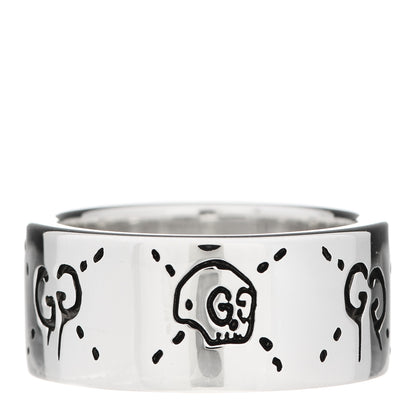 Gucci Sterling Silver GucciGhost Hamlet Skull Band Ring 53 6.25 1 of 7