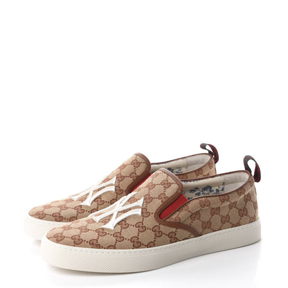 Gucci X MLB GG Monogram NY Yankees Embroidered Mens Slip On Sneakers 11 Beige Ruggine Rust 3 of 10
