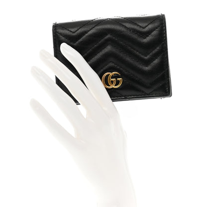 Gucci Calfskin Matelasse GG Marmont Card Case Wallet Black 2 of 9