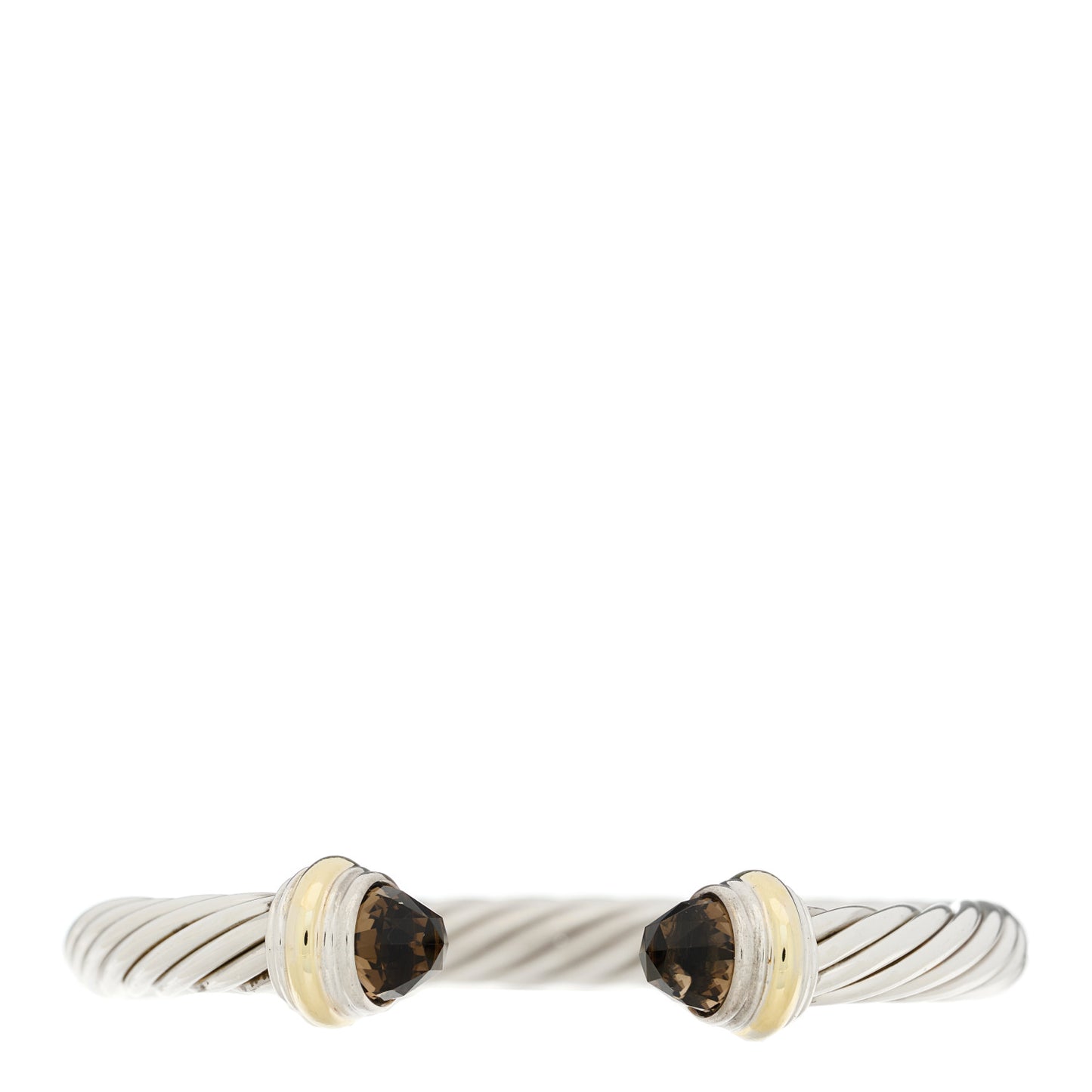 Sterling Silver 14K Yellow Gold Smoky Quartz 7mm Cable Classics Bracelet