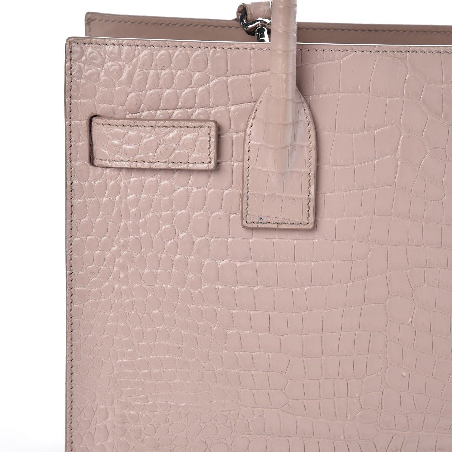 Saint Laurent Calfskin Crocodile Embossed Baby Sac De Jour Rose Antic 20 of 29