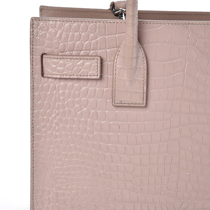 Saint Laurent Calfskin Crocodile Embossed Baby Sac De Jour Rose Antic 20 of 29