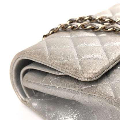 Chanel Iridescent Calfskin Quilted Medium Double Flap Silver 10 of 11