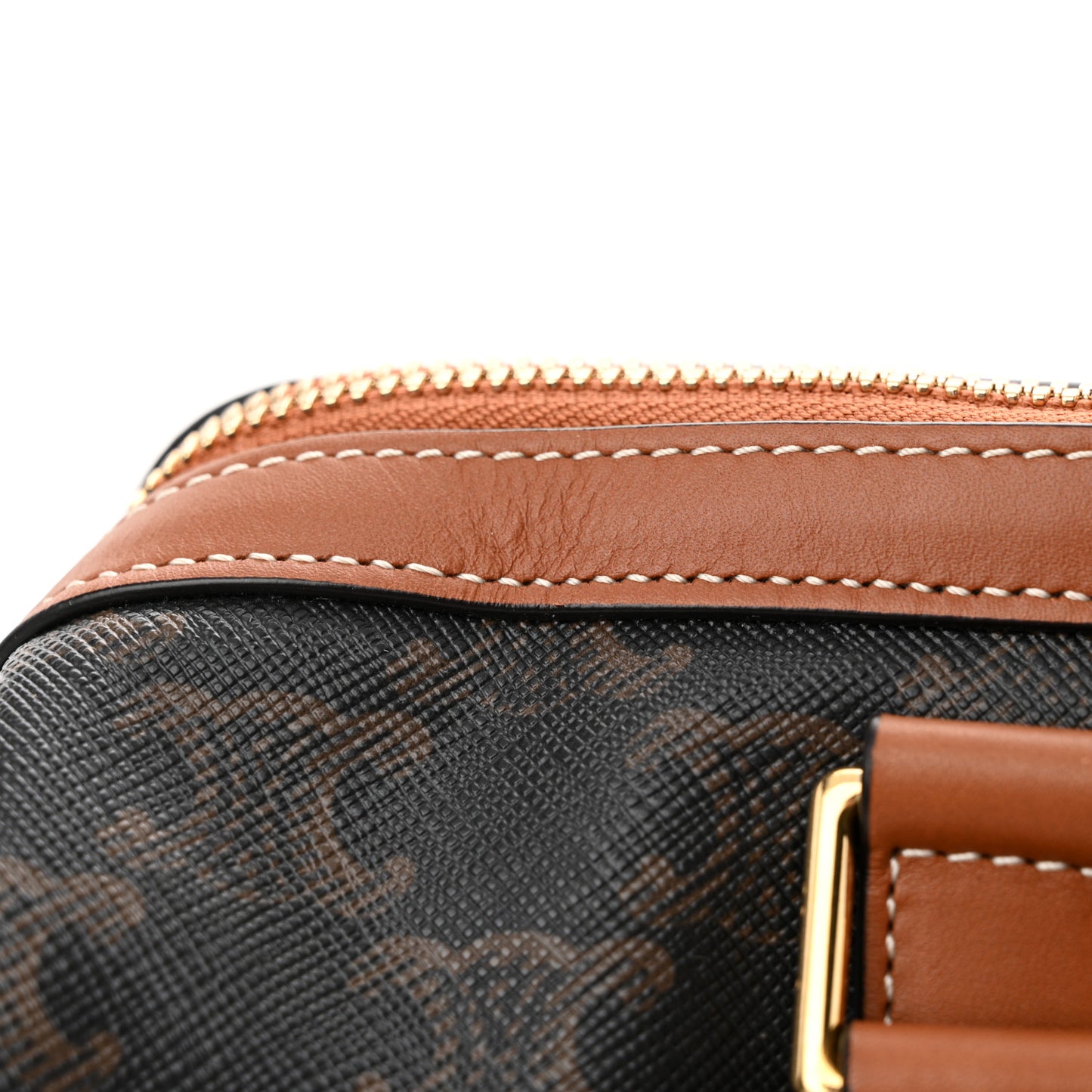 Triomphe Canvas Calfskin Boston Bag Tan