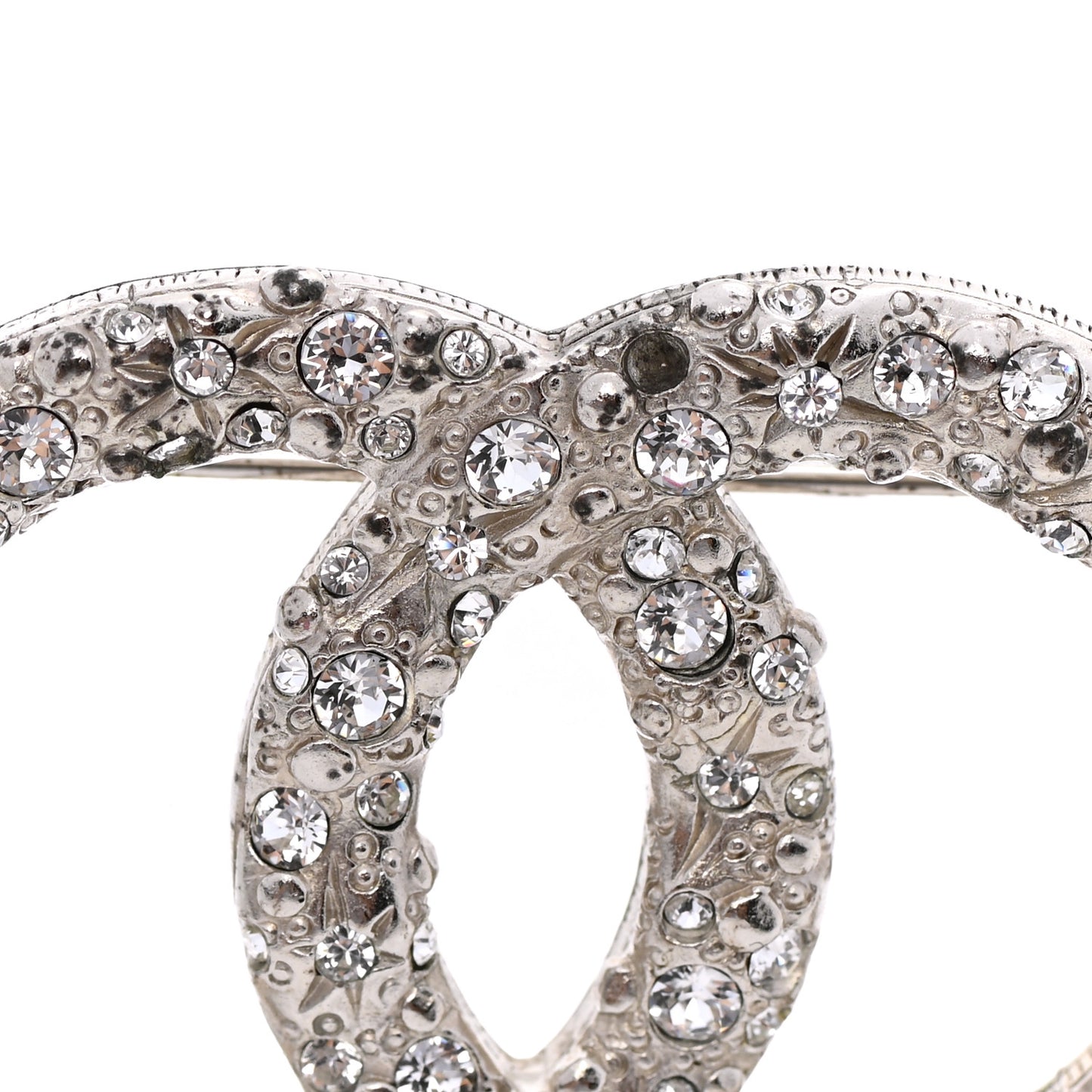 Swarovski Crystal Large CC Brooch Silver