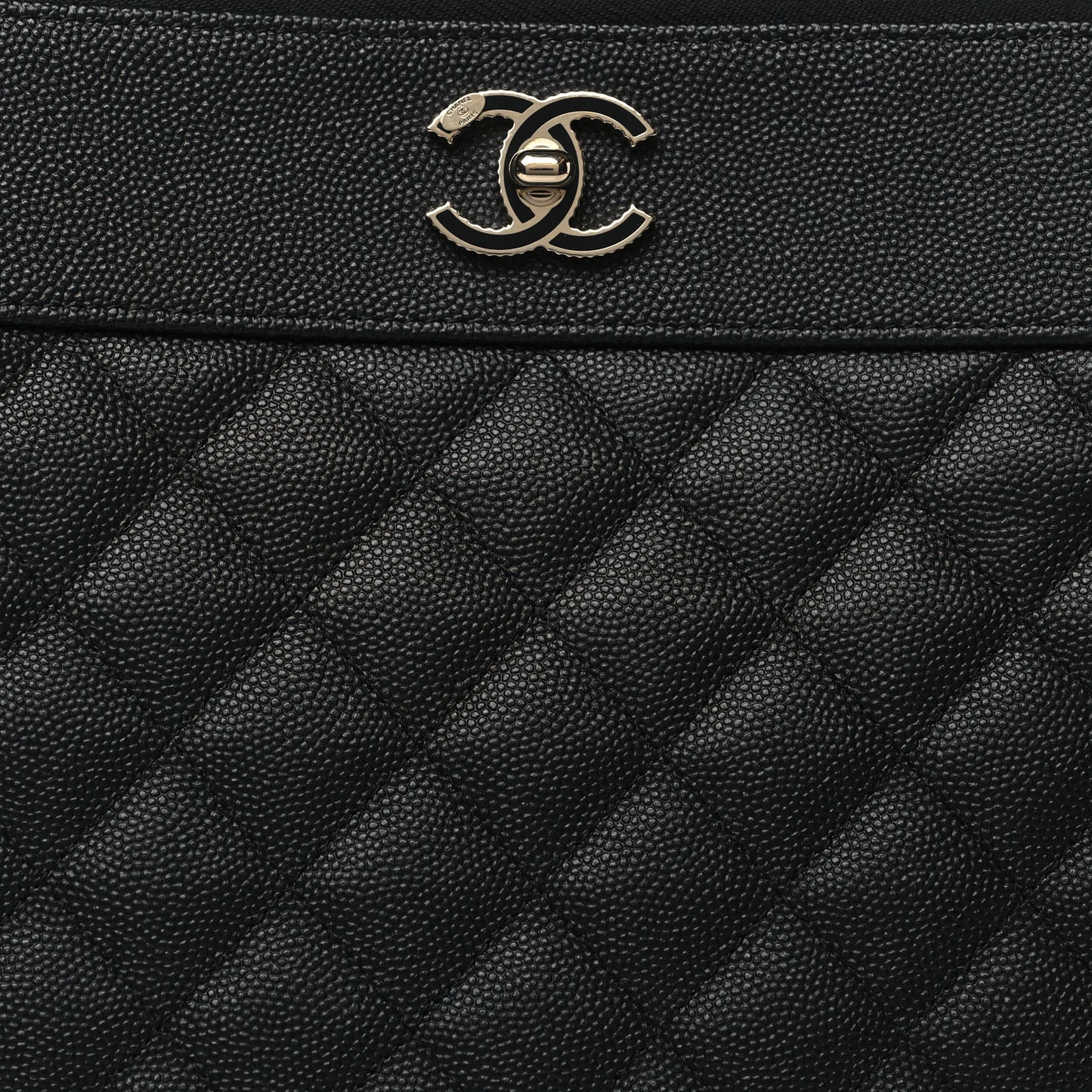 Caviar Quilted Medium Vintage Mademoiselle Cosmetic Case Black