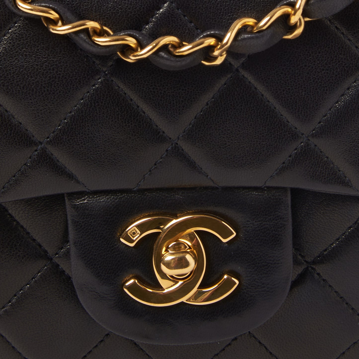 Lambskin Quilted Small Double Flap Black
