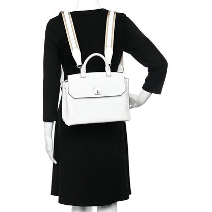 MCM Grained Calfskin Medium Milla Convertible Backpack White Flake 2 of 15