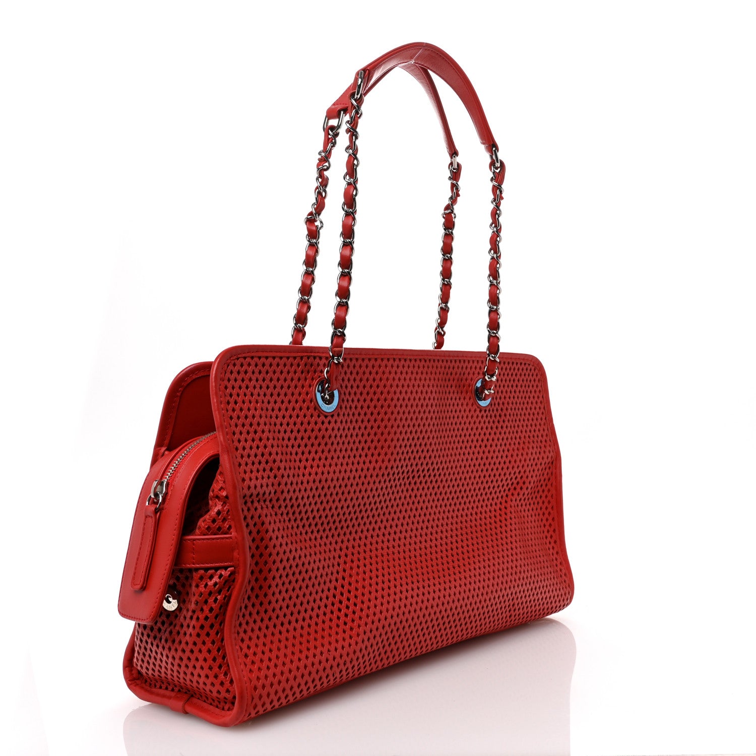 Chanel Calfskin Perforated Up In The Air East West Tote Red 3 of 13