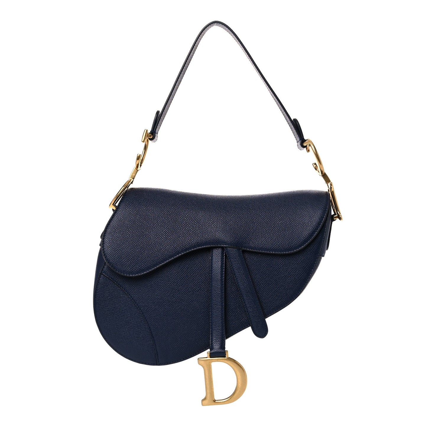 Grained Calfskin Saddle Bag Navy