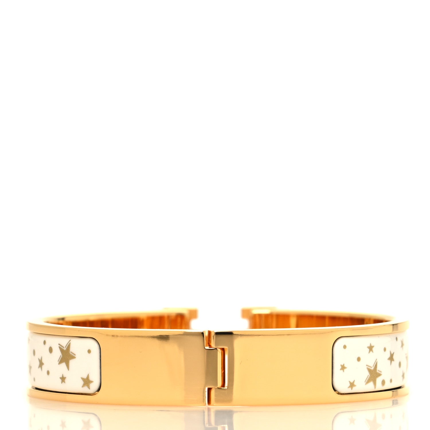 Hermes Enamel Printed Gloria Soli Clic Clac H Bracelet PM Platine White 3 of 5