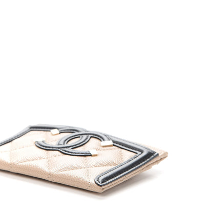 Chanel Caviar Quilted Filigree Card Holder Beige Black 10 of 10