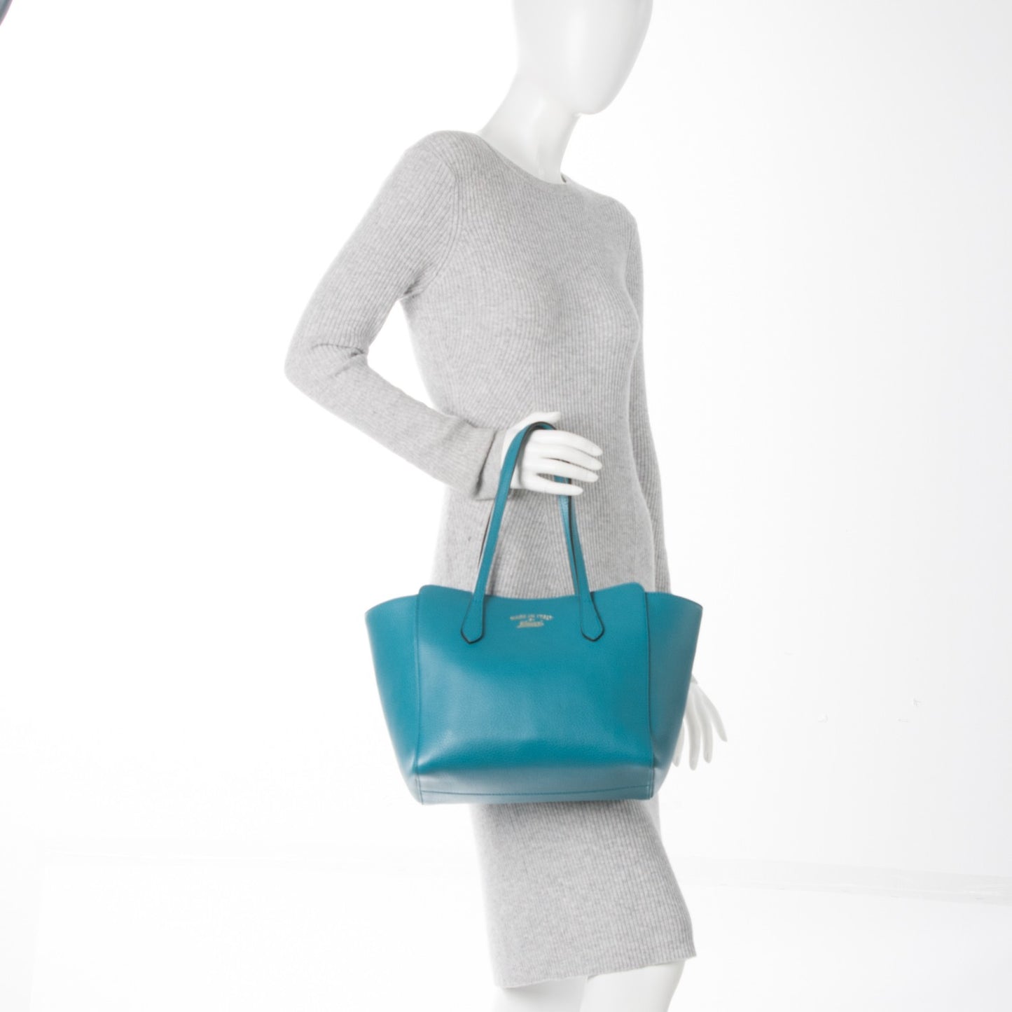 Dollar Calfskin Small Swing Tote Deep Cobalt