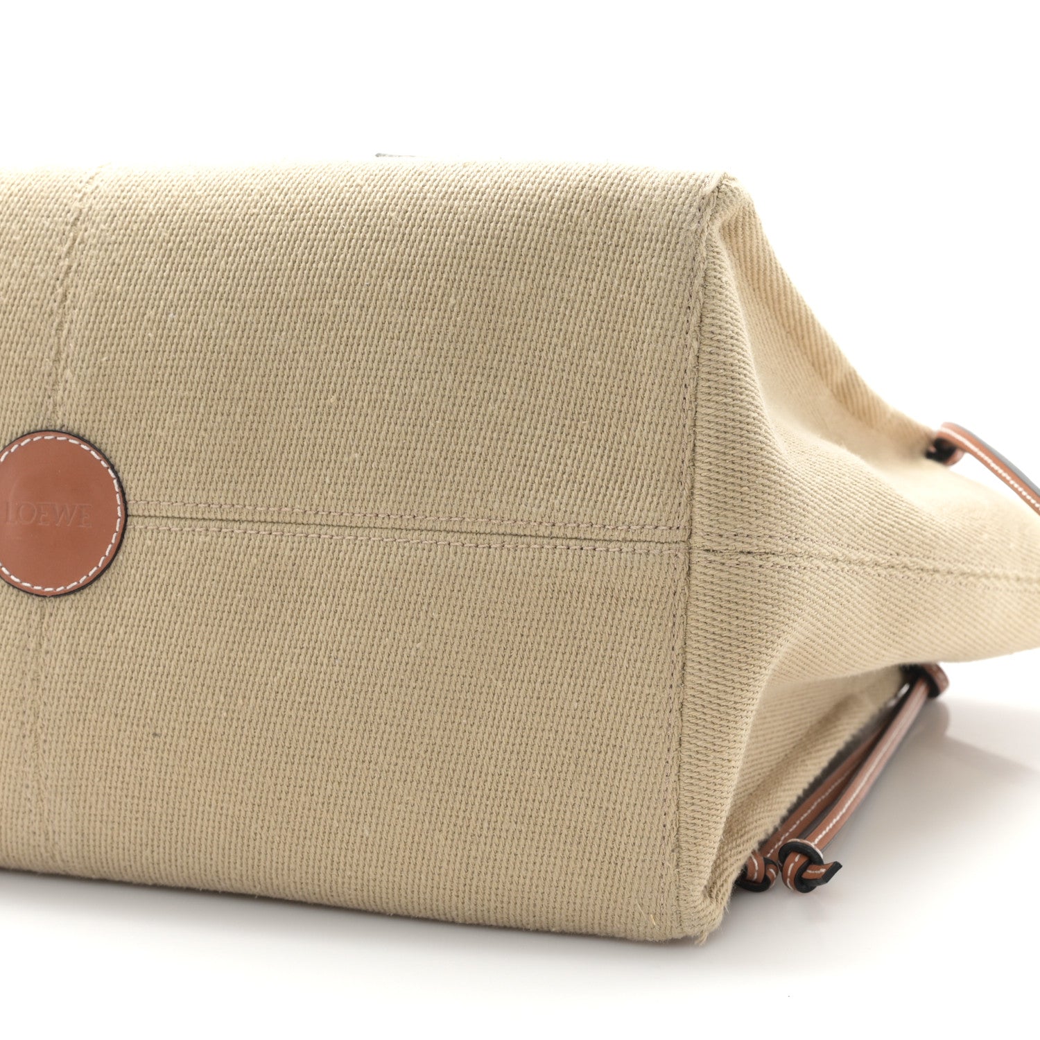 Loewe Canvas Calfskin Cushion Tote Natural 9 of 12