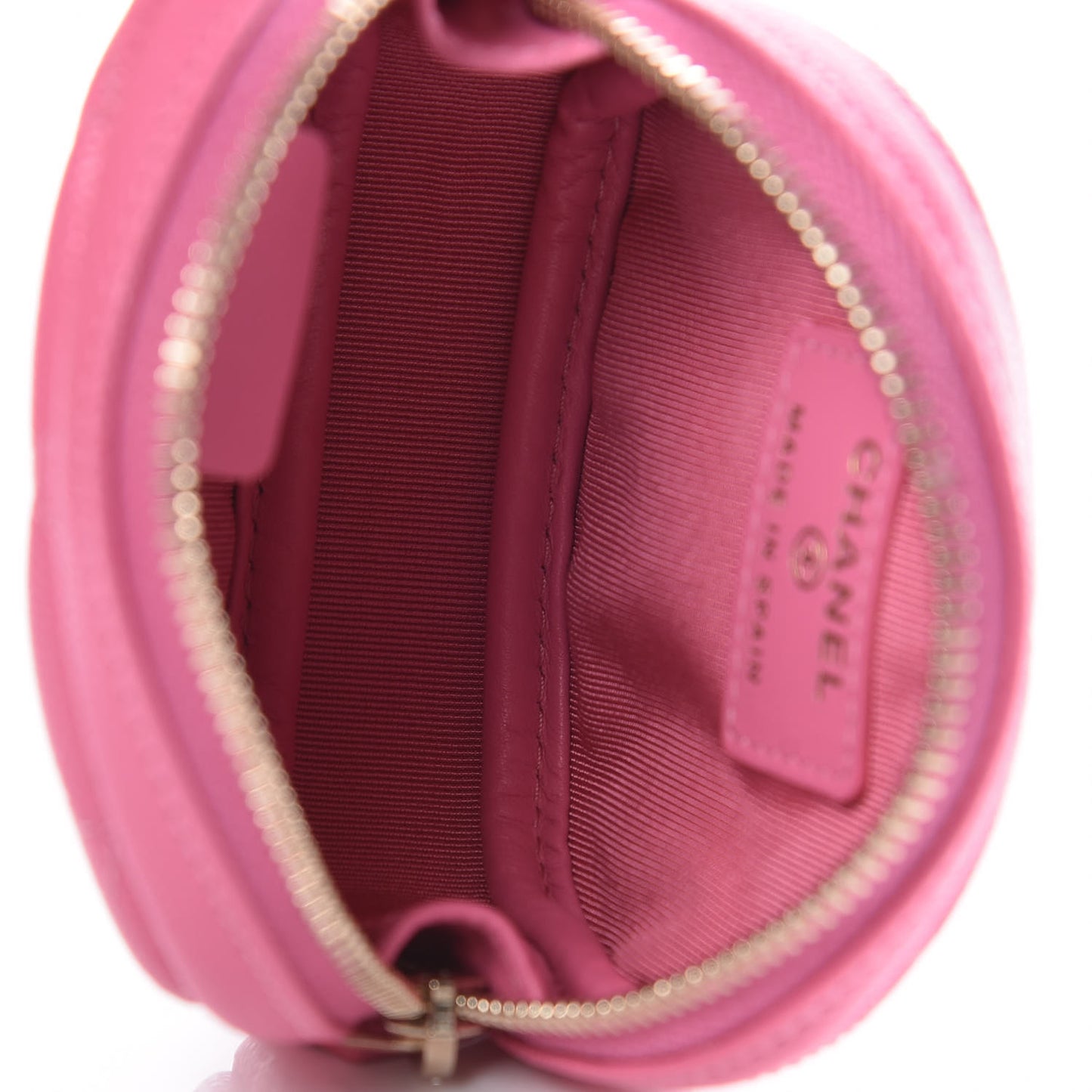 Iridescent Caviar Quilted Zip Around Classic Coin Purse Pink