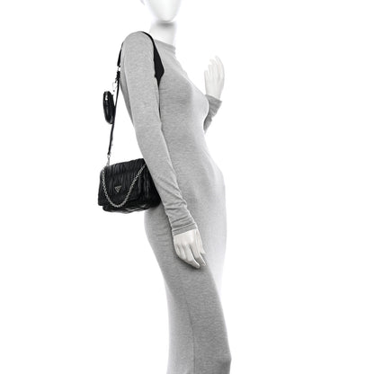 Prada Nappa Gaufre Flap Shoulder Bag Black 2 of 9