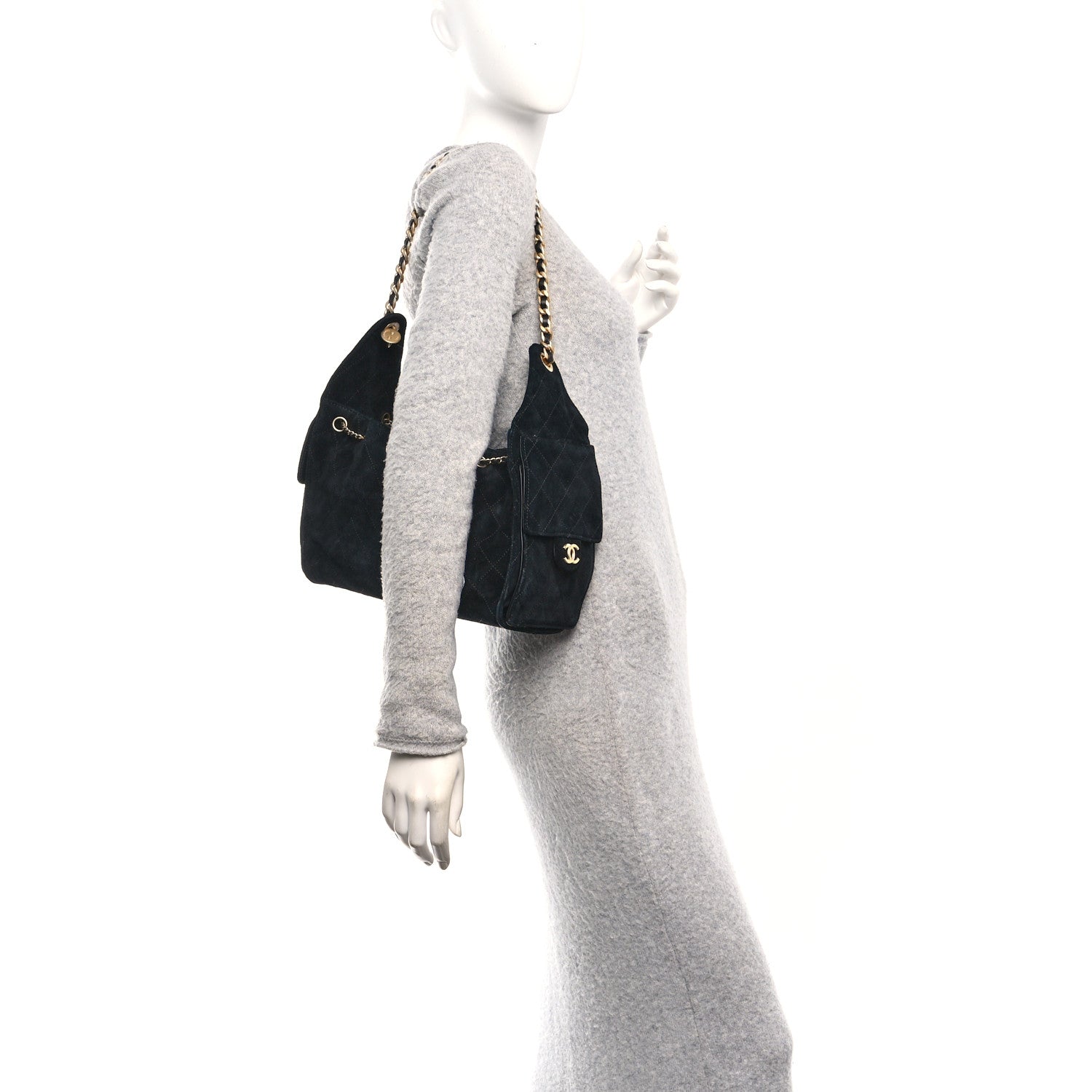 Chanel Suede Quilted Small Chanel 25 Handbag Black 2 of 10