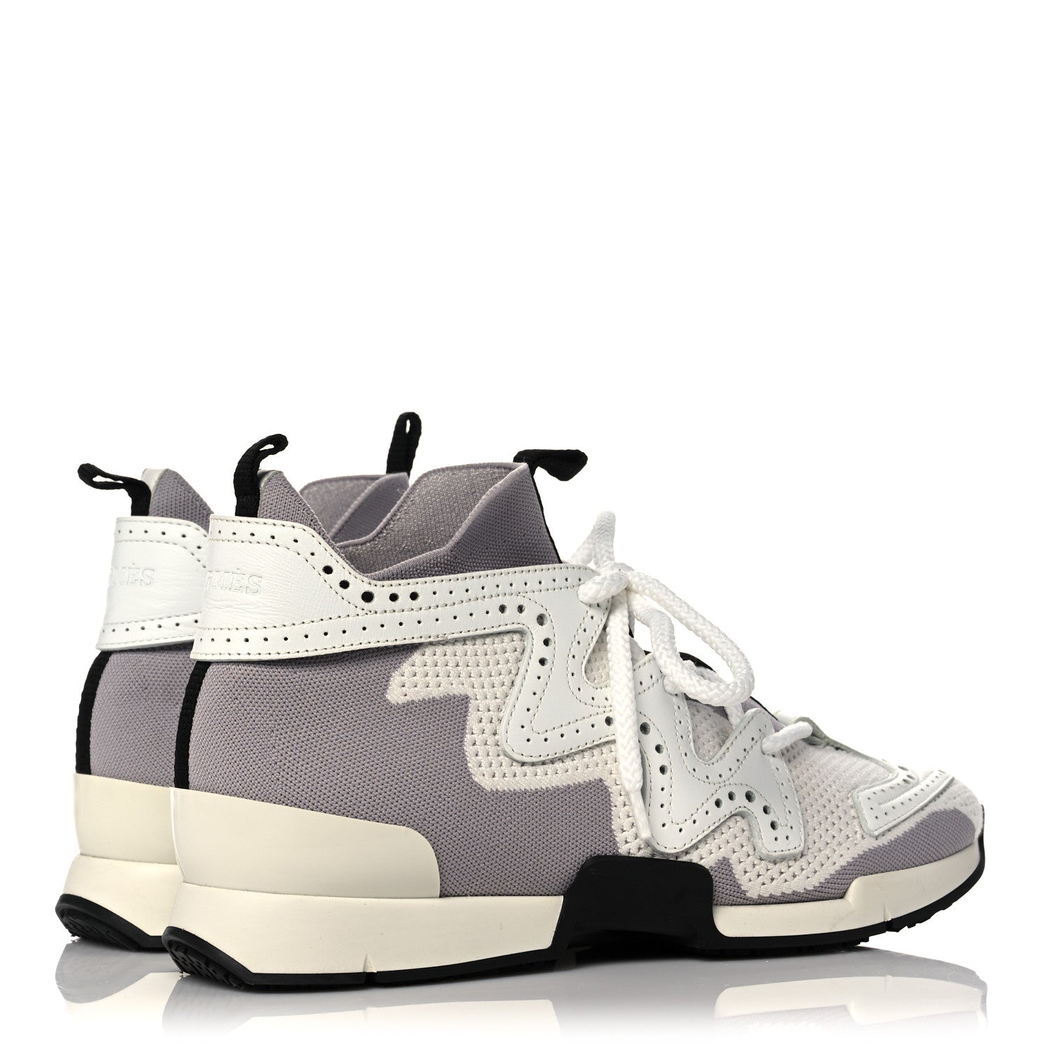 Hermes Mesh Calfskin Action Sneakers 38 Gris Clair Multicolor 4 of 10