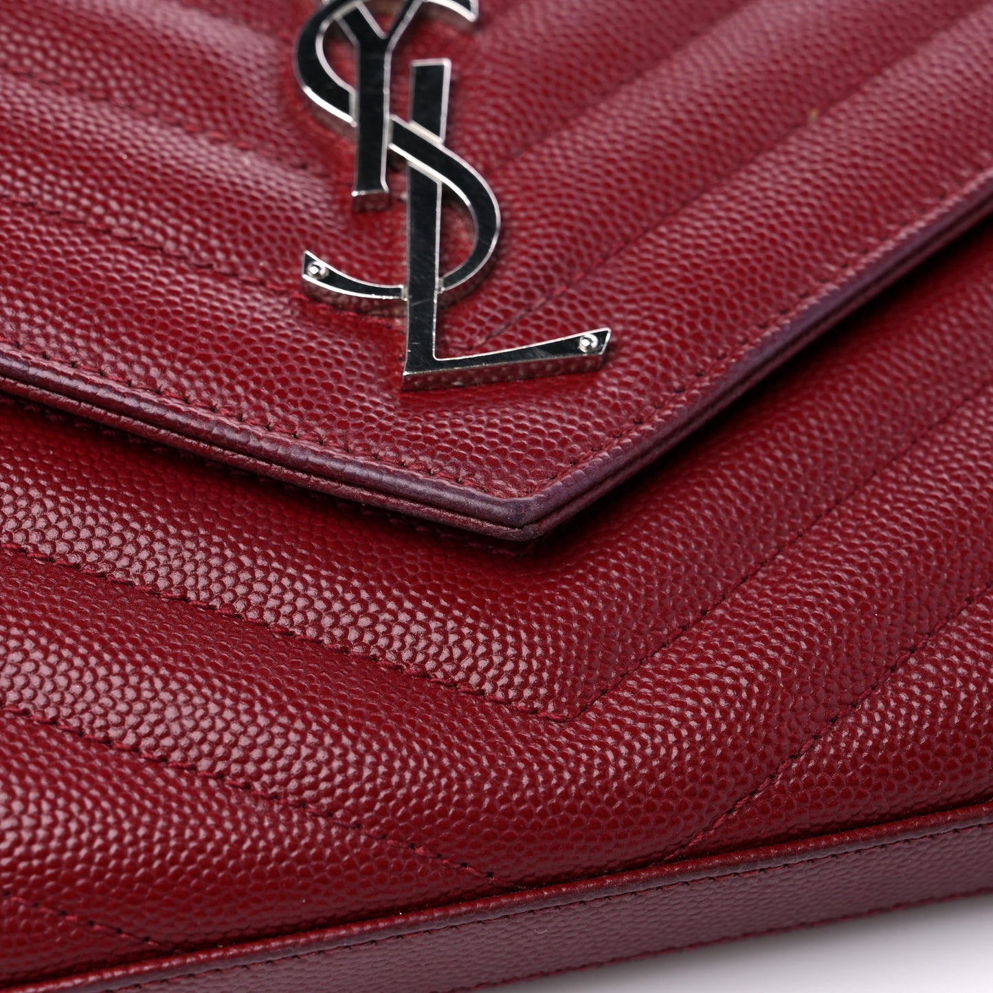 Grain De Poudre Matelasse Chevron Monogram Chain Wallet Palissandre